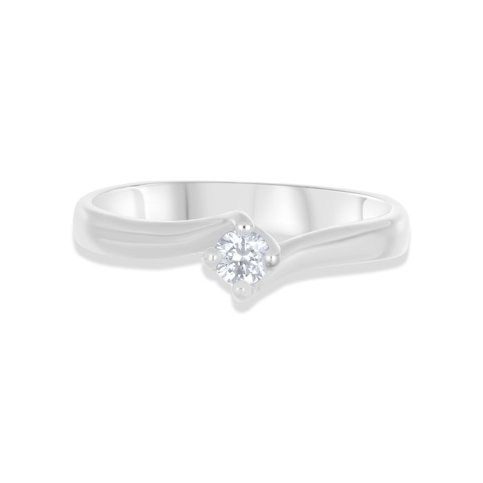 Ring - 18 kraat Hvidguld -  0.12ct. tw. Diamant (Natur)