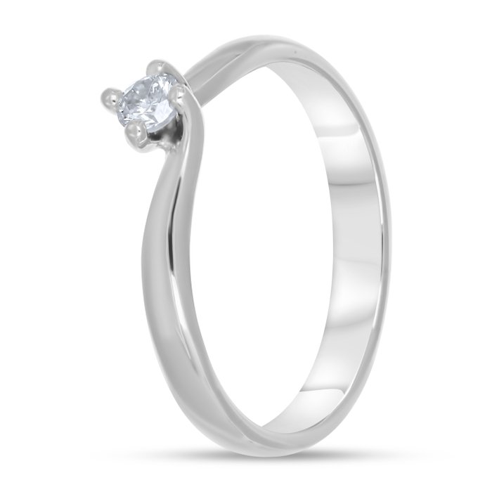 Ring - 18 kraat Hvidguld -  0.12ct. tw. Diamant (Natur)