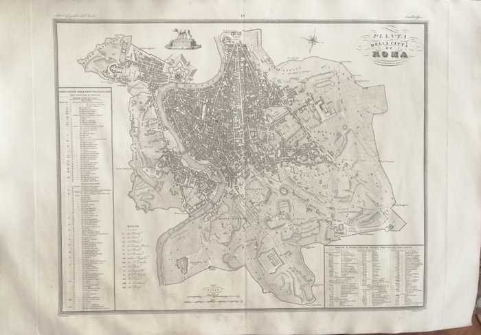 Italien - Rom; V. Stanghi / P. Manzoni / Zuccagni Orlandini - Pianta della città di Roma - 1821-1850