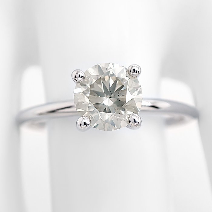 Ring - 14 karat Hvidguld -  1.10ct. tw. Gul Diamant  (Naturfarvet) - *GRATIS FRAGT*