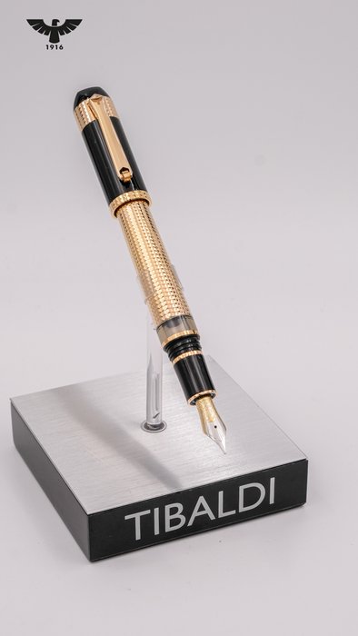 Tibaldi - Excelsa - Black  Steriling Silver RGP Trims + 18K Gold Nib (Limited Edition/618) - Fyldepen