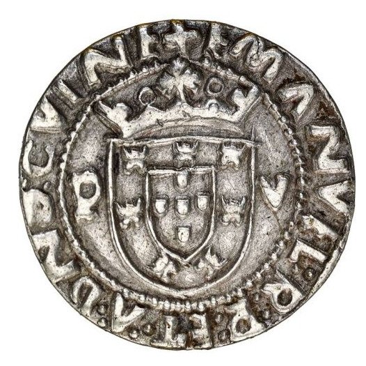 Portugal. Manuel I (1495-1521). Tostão (100 Reais) - P V - Porto GVIИE/VEИCIIES - Rara