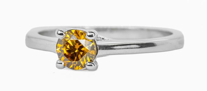 Ingen mindstepris - Ring - 18 kraat Hvidguld -  050ct tw Diamant (Naturfarvet) - F Levende gullig orange