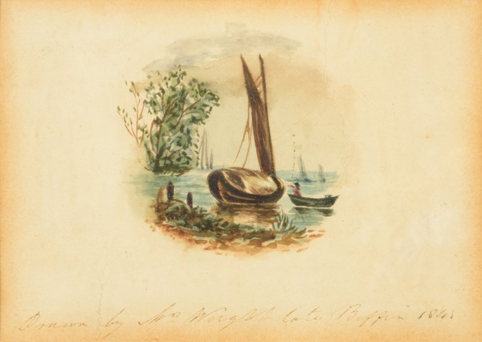 Sarah Wright Biffin (1784-1850) - Boat on the shore