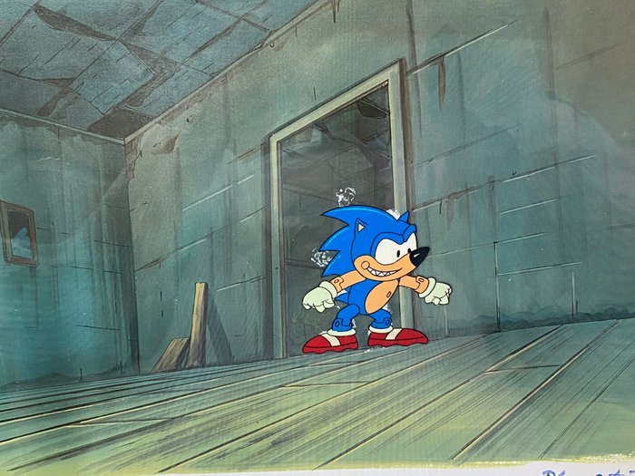 Adventures of Sonic the Hedgehog (TV series) (1993/94) - 1 Original Animation Cel med kopi baggrund