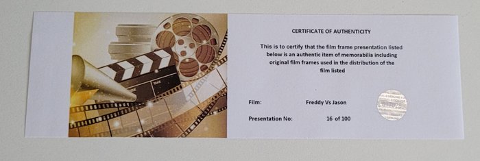 Freddy vs Jason - Framed Film Cell Display with COA