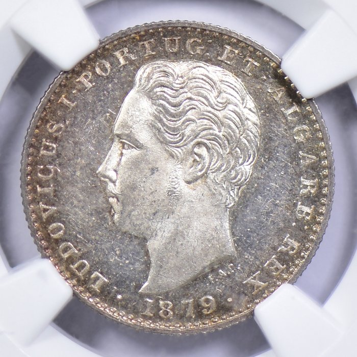 Portugal D Luís I (1861-1889) 100 Reis 1879 - NGC - MS 63