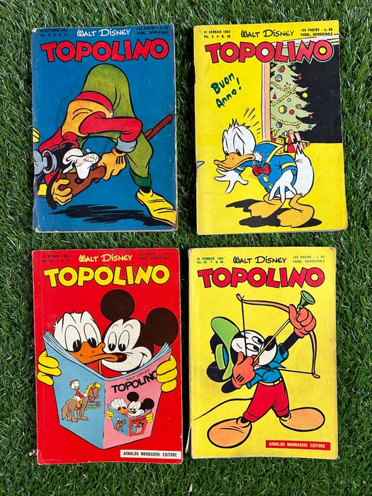 Topolino libretto nn 51, 58, 77, 85 - con bollino - 4 Album - Første udgave - 1952/1954