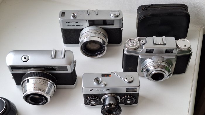 Agfa, Fujica, Rollei, Werra 4 camera's te herzie: 35, Compact Deluxe, 1, Super Silette | Rangefinder søgerkamera  (Ingen mindstepris)