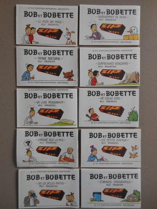 Bob et Bobette Suske en Wiske - Vouwstrips Zip - Nrs 1 t/m 10 - compleet - 10 x foldeliste - komplet serie - Første udgave - 1981