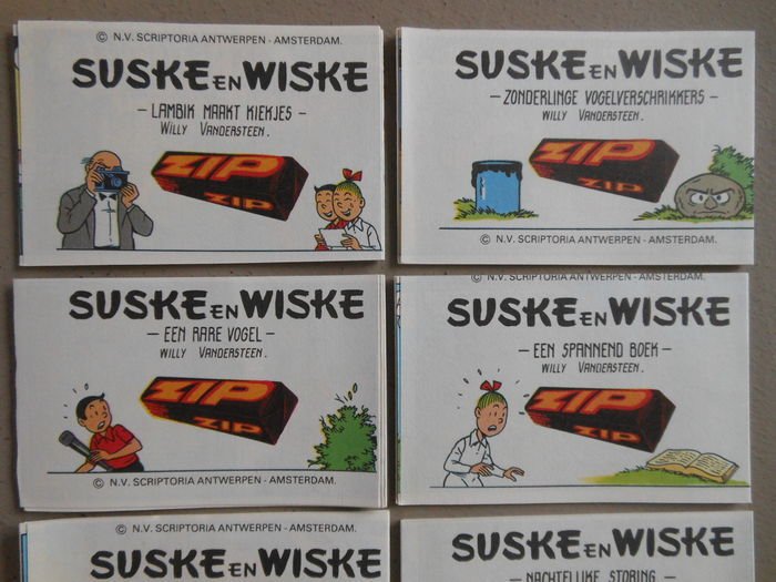 Bob et Bobette Suske en Wiske - Vouwstrips Zip - Nrs 1 t/m 10 - compleet - 10 x foldeliste - komplet serie - Første udgave - 1981