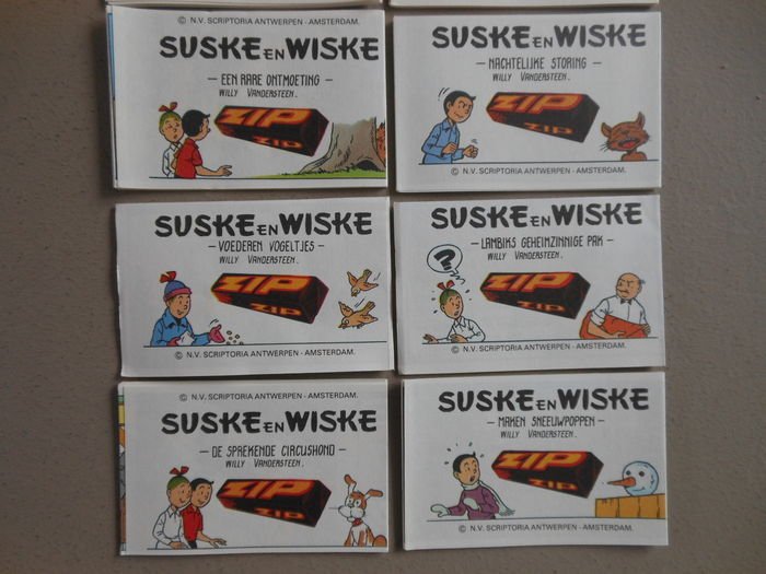 Bob et Bobette Suske en Wiske - Vouwstrips Zip - Nrs 1 t/m 10 - compleet - 10 x foldeliste - komplet serie - Første udgave - 1981