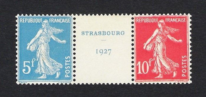 Frankrig 1927 - Frankrig 1927 - Strasbourg Filatelistudstilling souvenirstrimmel - N. 242A