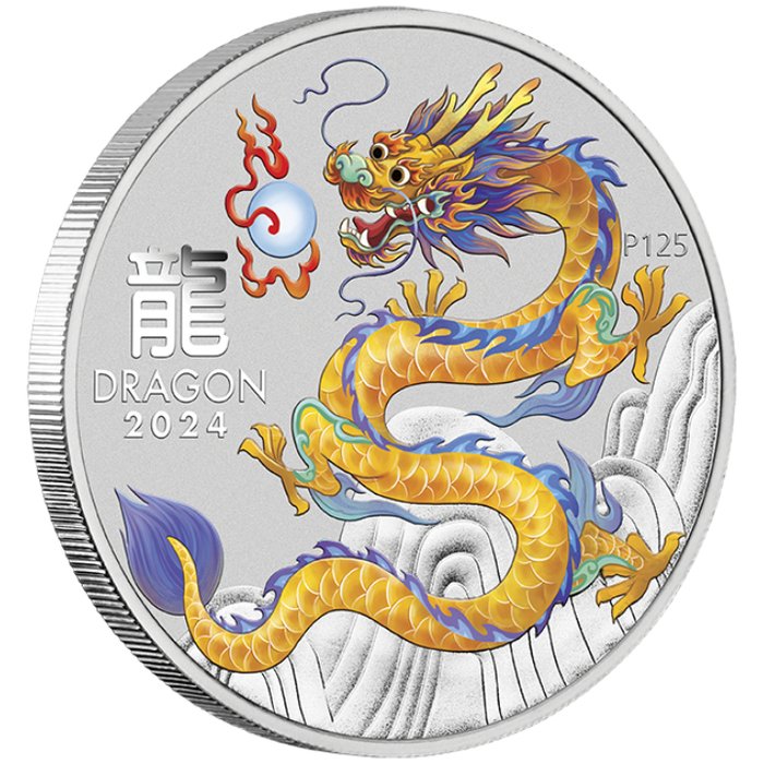 Australien 50 Cent 2024 Year Of The Dragon - Yellow Dragon 1/2 Oz (999)  (Ingen mindstepris)