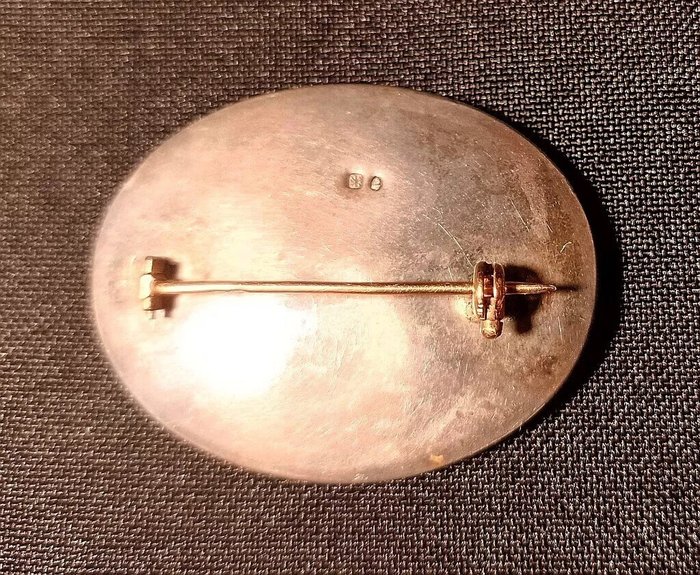 Broche - 14 karat Gulguld, Sterling sølv - Turkis - Victoriansk emaljebroche