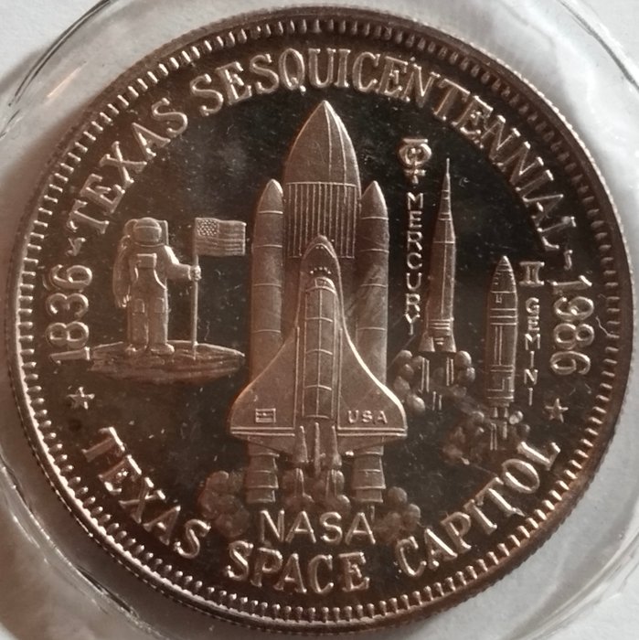 Förenta staterna Silver medal 1986 Texas Space Capitol "NASA" 1 Oz (999)  (Ingen mindstepris)