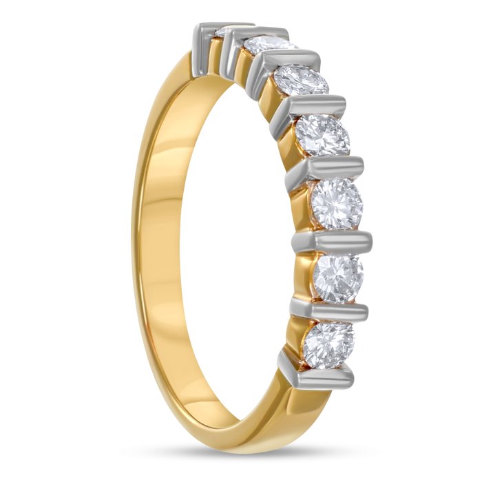 Ring - 18 kraat Gulguld Hvidguld -  098ct tw Diamant (Natur)