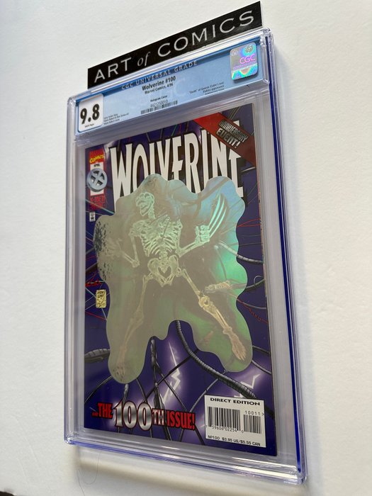 Wolverine #100 - Death Of Genesis - Elektra Appearance - Anniversary Issue - Hologram Cover - CGC Graded 9.8 - Extremely High Grade!! - White Pages!! - 1 Graded comic - Første udgave - 1996