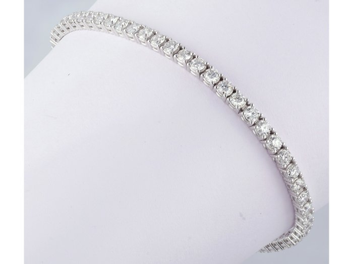 Armbånd - 18 kraat Hvidguld -  4.12ct. tw. Diamant (Laboratoriedyrket)