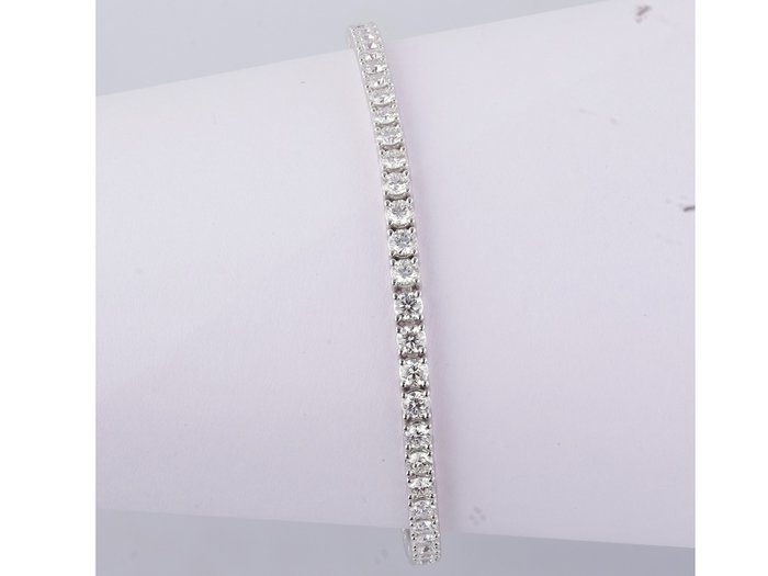 Armbånd - 18 kraat Hvidguld -  4.12ct. tw. Diamant (Laboratoriedyrket)