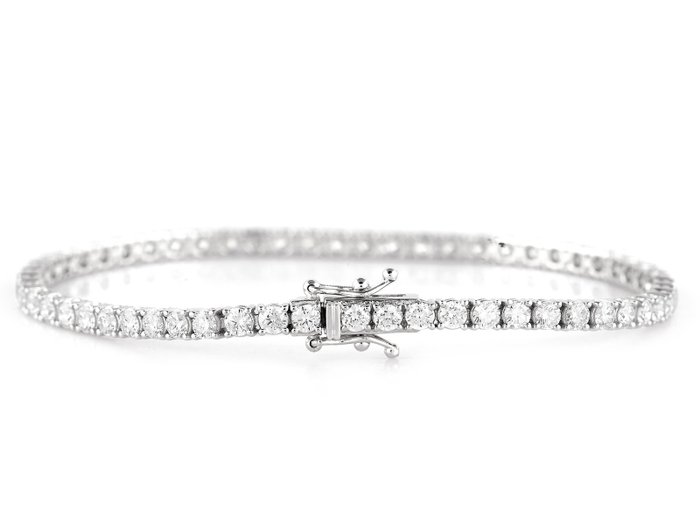 Armbånd - 18 kraat Hvidguld -  4.12ct. tw. Diamant (Laboratoriedyrket)