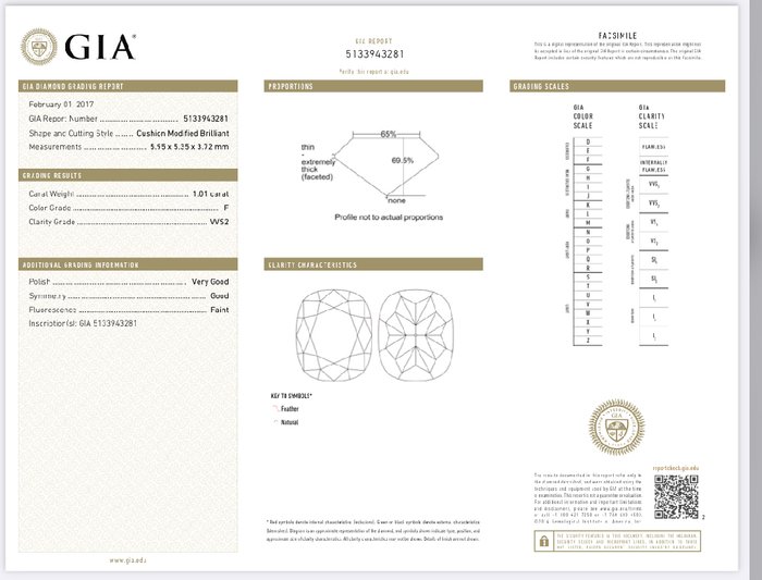 1 pcs Diamant  (Natur)  - 1.01 ct - Pude - F - VVS2 - Gemological Institute of America (GIA)