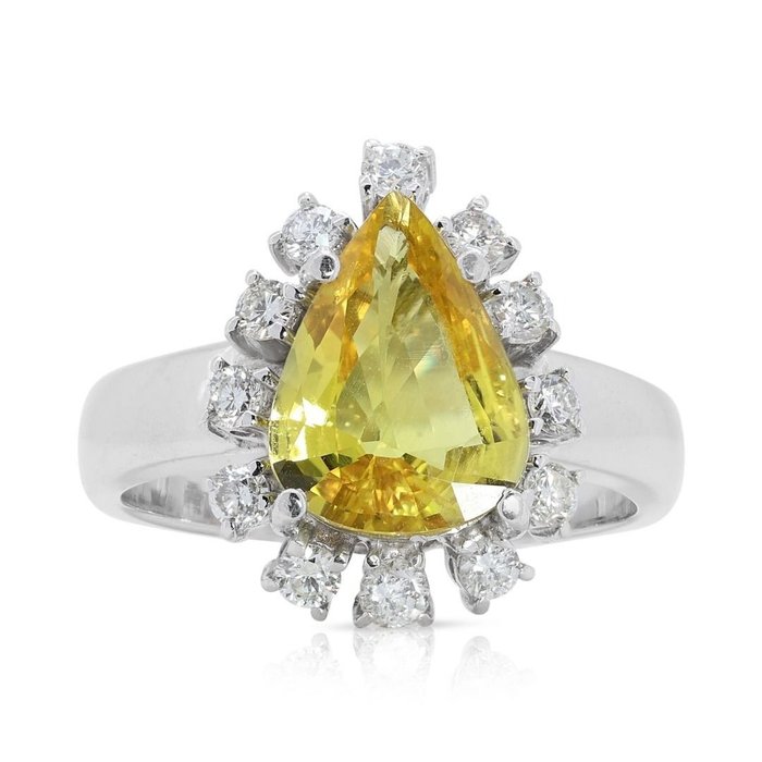 Ring - 18 kraat Hvidguld -  338ct tw Topas - Diamant