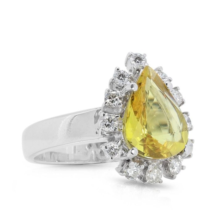 Ring - 18 kraat Hvidguld -  338ct tw Topas - Diamant