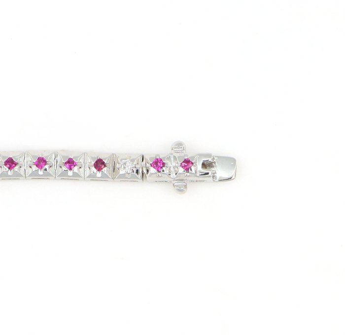 Ingen mindstepris - Armbånd - 18 kraat Hvidguld -  1.34ct. tw. Rubin - Diamant