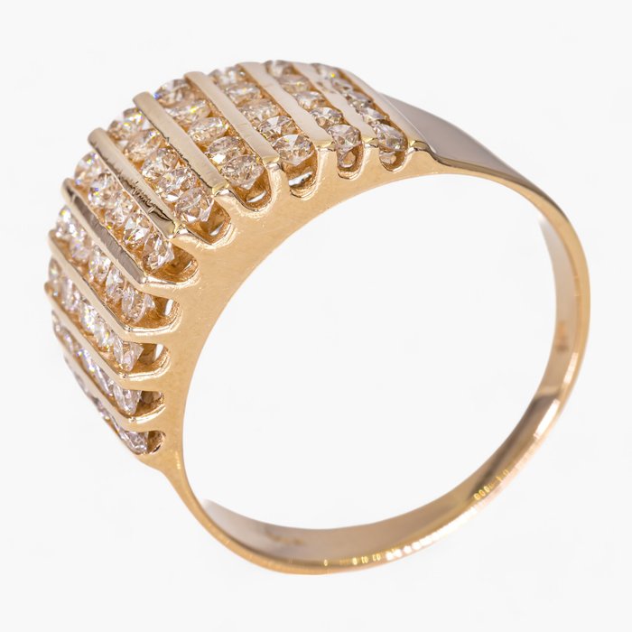 Ingen mindstepris - Ring - 14 karat Gulguld, IGI certificeret - 1,20 ct diamanter -  1.20ct. tw. Gul Diamant (Naturfarvet)