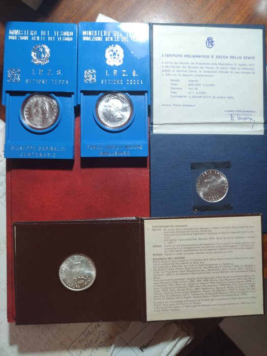 Italien, San Marino. Lotto 4 argenti (500/1000 Lire) 1975/1982  (Ingen mindstepris)