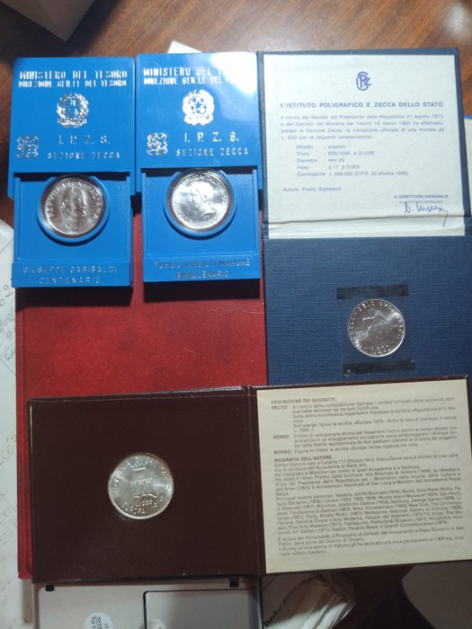 Italien, San Marino. Lotto 4 argenti (500/1000 Lire) 1975/1982  (Ingen mindstepris)