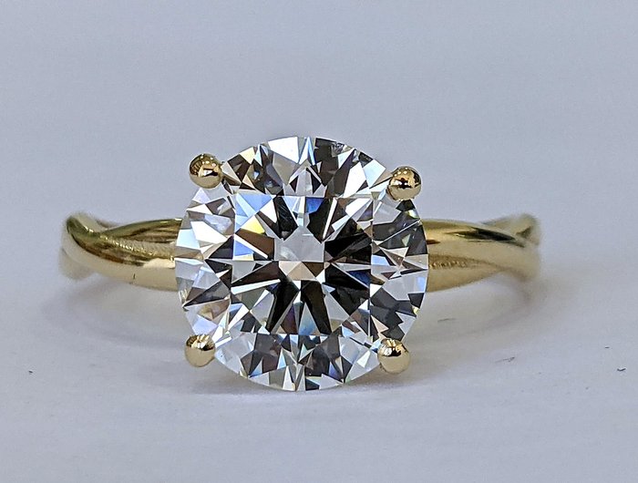 Ingen mindstepris - Ring - 14 karat Gulguld -  329ct tw Diamant (Laboratoriedyrket) - F VVS IGI