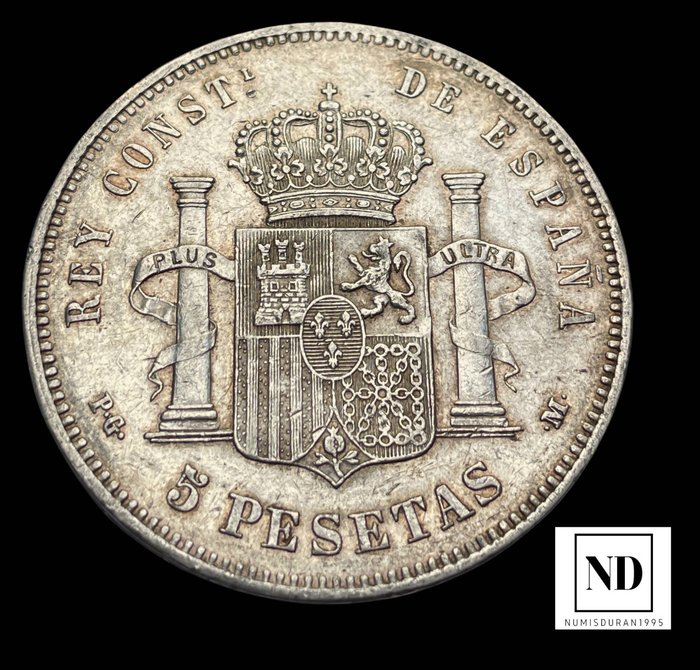 Kongeriget Spanien. Alfonso XIII (1886-1931). 5 Pesetas 1892 - Madrid PGM  (Ingen mindstepris)