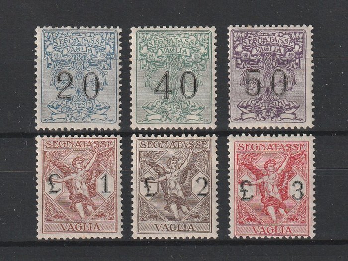 Italien Kongerige 1924 - Kongerige 1924 Porto for postanvisning komplet sæt nyt gummi intakt MNH - Sassone numeri 1/6