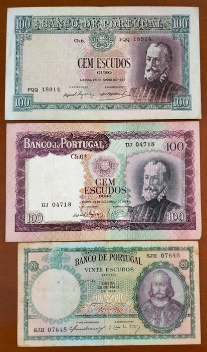 Portugal - 3 Notas - Various Dates and Values  (Ingen mindstepris)