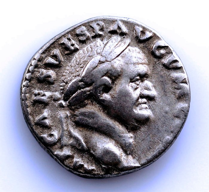 Romarriket. Vespasian (AD 69-79). Denarius Roma, 71 d.C.  - Instrumentos