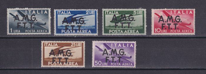 Triest - Zone A 1947/1952 - Parti på 3 komplette serier (2 luftpost og 1 ekspres). MNH.  Se beskrivelse - Sassone Serie 39; 43; 44