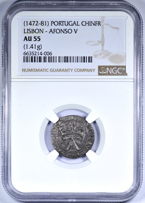 Portugal. D. Afonso V (1433-1438). Chinfrão (12 Reais Brancos) - L  - NGC - AU 55