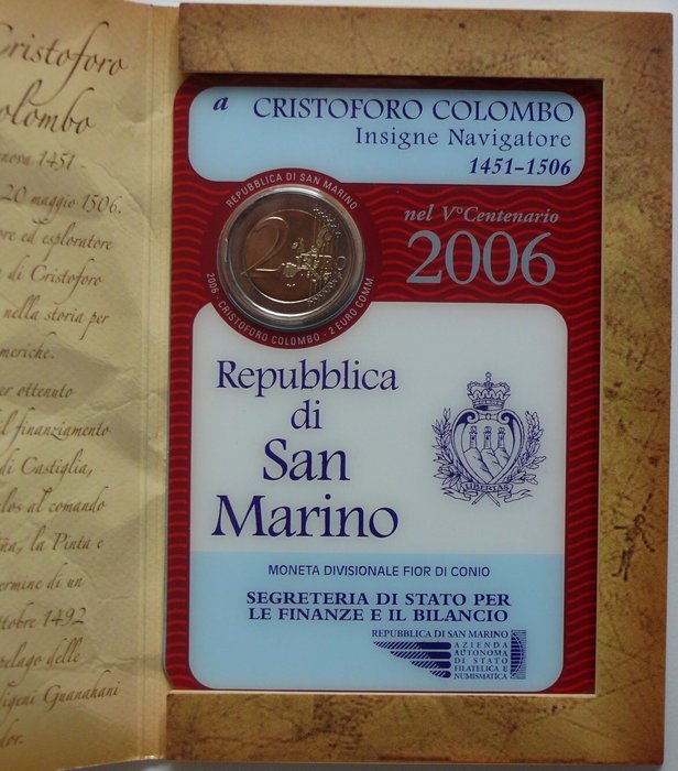 San Marino. 2 Euro 2006 "Cristoforo Colombo"  (Ingen mindstepris)