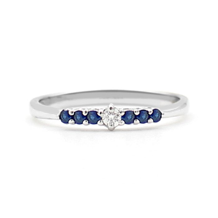 Ingen mindstepris - Ring - 18 kraat Hvidguld Diamant (Natur)  - Safir