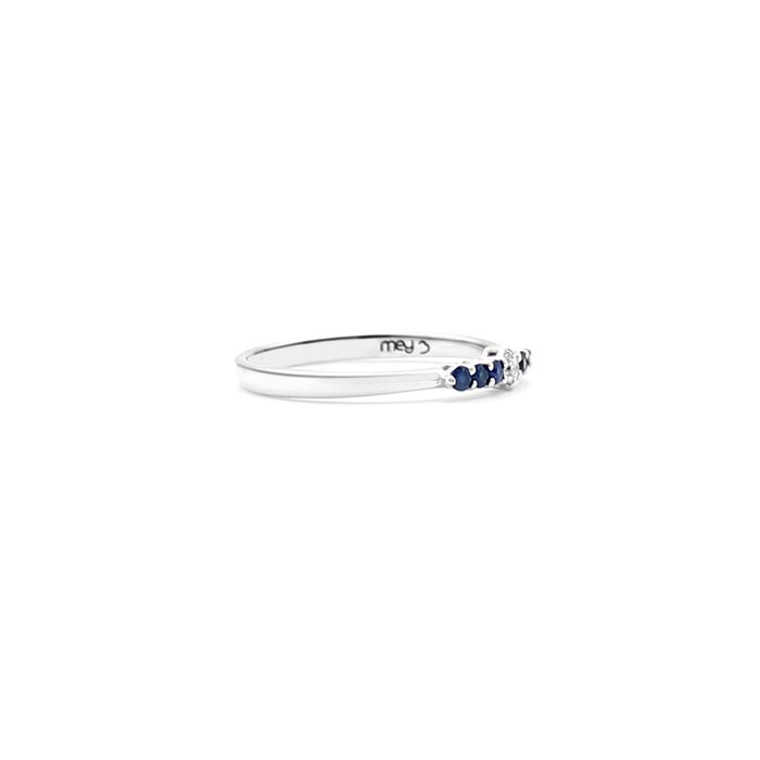 Ingen mindstepris - Ring - 18 kraat Hvidguld Diamant (Natur)  - Safir