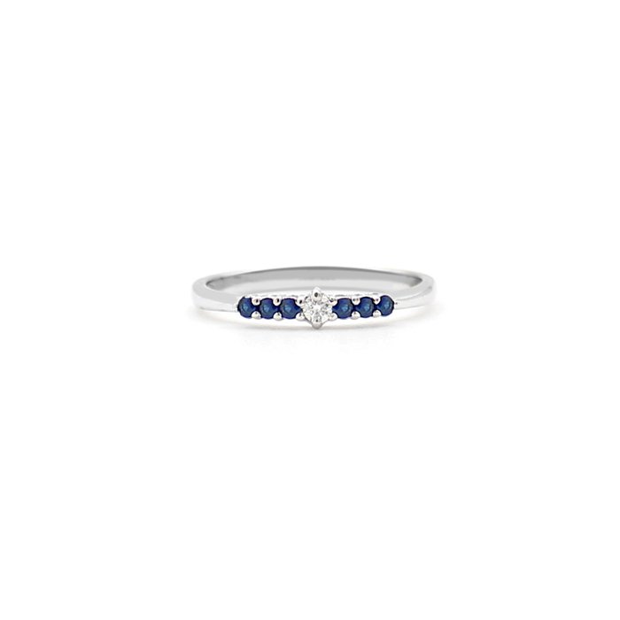 Ingen mindstepris - Ring - 18 kraat Hvidguld Diamant (Natur)  - Safir