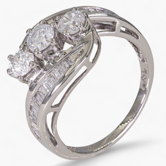 Ingen mindstepris - Ring - 14 karat Hvidguld 145 ct diamanter - IGI certificeret Diamant (Natur)