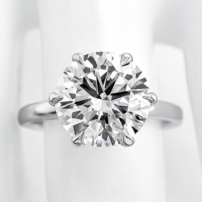 Ring - 14 karat Hvidguld -  3.10ct. tw. Diamant (Laboratoriedyrket) - E/VVS2