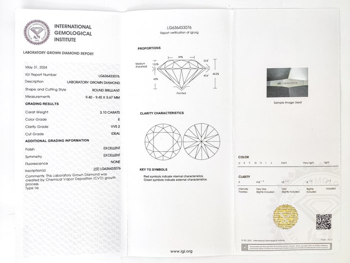 Ring - 14 karat Hvidguld -  3.10ct. tw. Diamant (Laboratoriedyrket) - E/VVS2