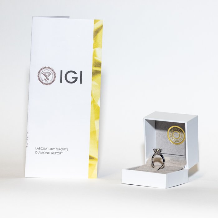 Ingen mindstepris - Forlovelsesring - 18 kraat Hvidguld -  4.14ct. tw. Diamant (Laboratoriedyrket) - F VS1 IDEAL