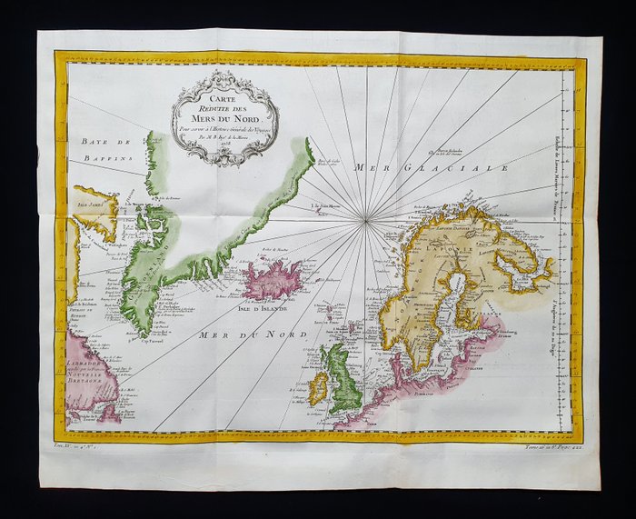 Europa - Nordeuropa / Nordsøen / Nordamerika / Norge / Skandinavien / Grønland / Island / Canada; La Haye / P. de Hondt / J.N. Bellin - Carte Reduite des Mers du Nord - 1721-1750