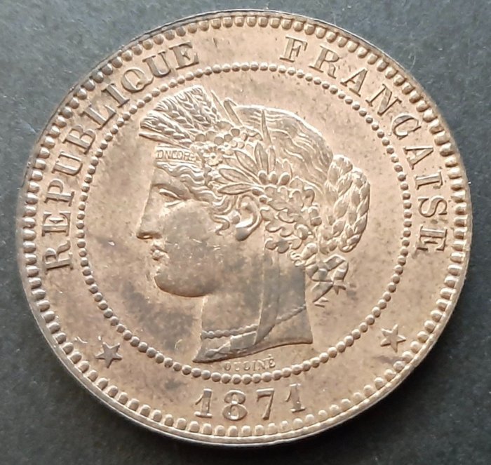 Frankrig Third Republic (1870-1940) 10 Centimes 1871-A Paris "Cérès" - Petit A