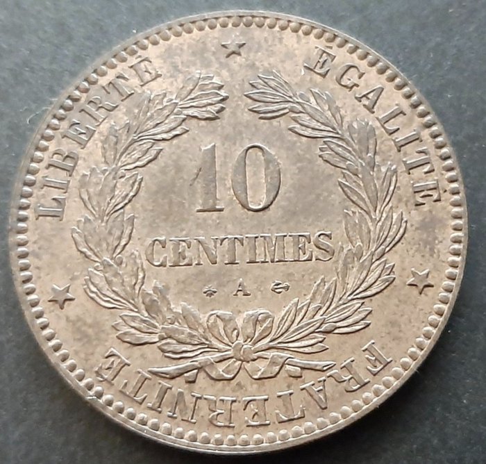 Frankrig Third Republic (1870-1940) 10 Centimes 1871-A Paris "Cérès" - Petit A